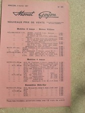 motos MONET GOYON tarif 1937