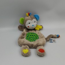 Doudou plat singe gris vert