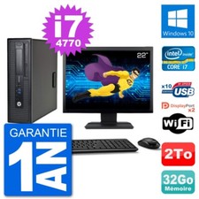 PC HP 800 G1 Ecran 22" Core i7-4770 RAM 32Go Disque 2To Windows 10 Wifi
