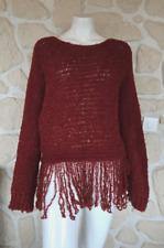 Pull marron avec franges neuf (li)