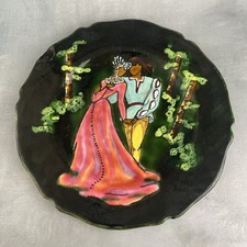 Assiette Malicorne signée JP Frénéhard Jacqueline & Paul couple danse médiévale