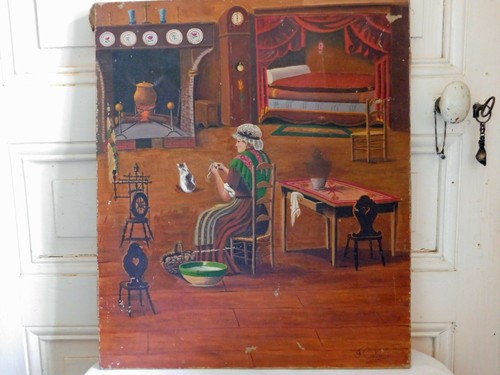 Tableau cabanes huile sur - cabanes,