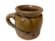 ancien Petit pot à rillettes en terre cuite vernissé art populaire Sarthe