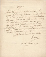 Antonio PACINI lettre signée et daté envoi de musique imprimée lithographie