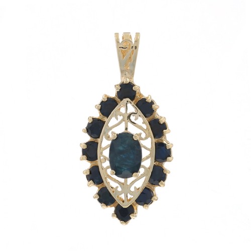 Pendentif halo saphir - pendentif, bleu