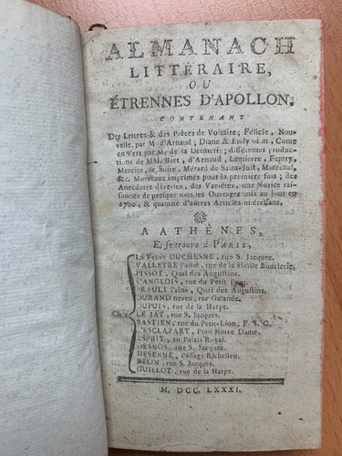 Almanach littéraire - , ou