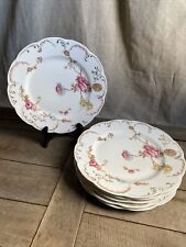 Limoges Haviland. 6 assiettes plates 25,5cm en porcelaine modèle Roses De France