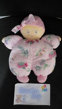 doudou peluche poupée de chiffon Vintage rose vichy fleurs COROLLE 1996