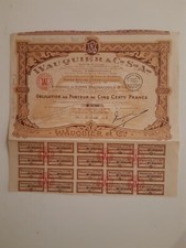 Action Obligation Wauquier & Cie 1923 ACTION 500 FF