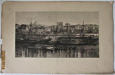 Lucien Gautier   " Marseille " Eau Forte Originale de - L'art XIXe