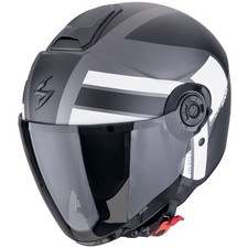 Casque jet Scorpion Exo-City II Blur argent/noir/blanc casque moto visière...