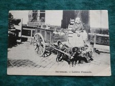 carte postale ancienne N&B attelage de chiens Bruxelles - laitiere flamande