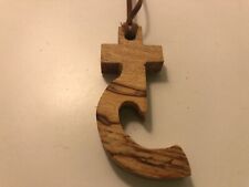 Collier pendentif, croix/crochet en bois dur hêtre fendu anglais massif