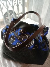 Grand sac cabas cube fait main cuir velours multi matières