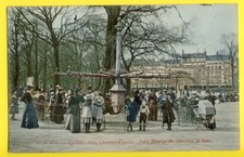cpa France PARIS en 1907 Champs Elysées Petit MANÈGE CAROUSEL de CHEVAUX de BOIS