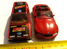 BURAGO 1/43 - Lot de 2 Véhicules Rouge - BMV décapotable et Fiat Uno 40