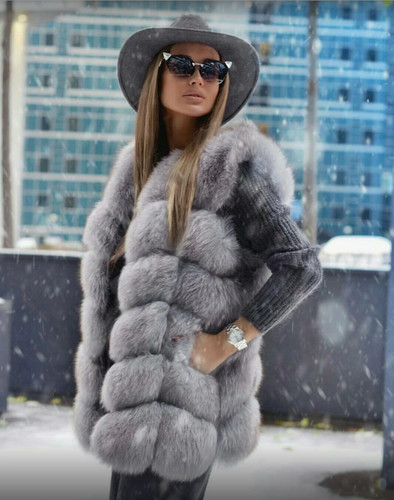 Gilet fourrure renard - gilet, en