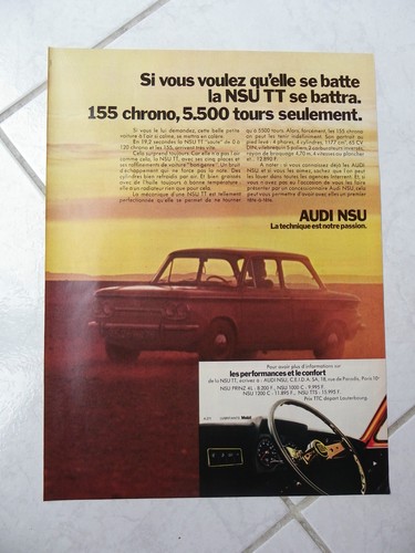 Publicité nsu 1971 advert - nsu, tt