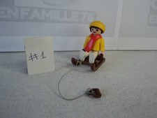 PLAYMOBIL vintage city sports d'hiver enfant garçon en luge set 3467 de 1984 #1