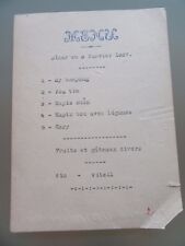MENU RESTAURANT 3 JANVIER 1937 CAMBODGE PHNOM PENH