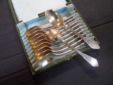 SFAM STYLE EMPIRE COFFRET DE 12 CUILLERES A CAFE / DESSERT - CUILLERON DORE TBE