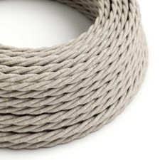 Fil électrique torsadé Tissu lin - Naturel - 2x0.75 - longueur 5 mètres