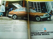 Publicité Advert 1977  Chrysler Simca 1307/1308 la voiture modele