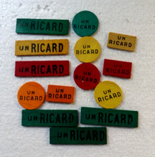 LOT DE 15 JETONS EN BOIS  " UN RICARD " , ref  OR 945