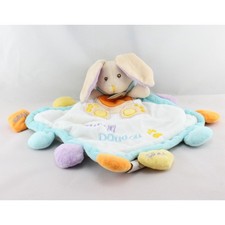Doudou plat lapin bleu mauve