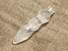 1pc - Pendentif Pendule egyptien Thot gravé Pierre 46mm Cristal de Roche Quartz 