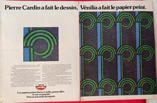 Publicité de presse Papier peint VENILIA par Pierre CARDIN & Sorbetière SEB 1974
