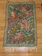 Tapisserie murale Travail manuel années 1970 Scène de chasse