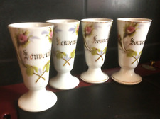 4 ANCIENS MAZAGRANS BRÛLOTS XIXE PORCELAINE ÉPAISSE « SOUVENIR »  CAFÉ BISTROT