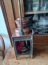 ANCIENNE LAMPE/LANTERNE PETROLE S N C F  A.BUTIN CUIVRE/LAITON/3 FEUX  TBE