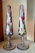 GRANDE PAIRE D OBELISQUES EN VERRE SOUFFLE XIX° SIECLE SULFURE CLICHY