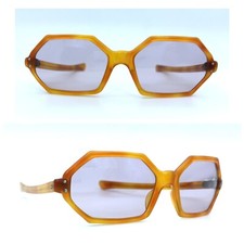 LUNETTES DE SOLEIL FOLLES ANNÉES 50 VINTAGE FÊTE MONTURE UNIQUE HEXAGONALE MI...