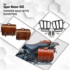 Adapté Pour Royal Enfield Super Meteor 650 Sacs Avec Panier Montage Marron Fauve