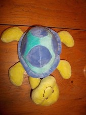 Doudou Fabio Lucci vetura Peluche Tortue Verte Bleu Turquoise Mauve