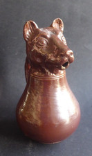 RARE PICHET A ABSINTHE ZOOMORPHE  EN GRÈS  " loup "  h 25cm