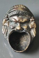 Petit Cendrier Grec Satyrique "Tête de Diable/Diablotin", En Bronze Coulé. 