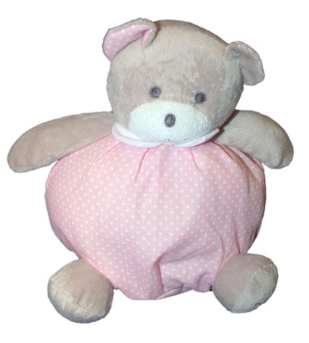 Doudou peluche ours boule rose