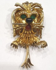 Pendentif ancien articulé Chien en métal doré ORENA Paris Vintage Rare!