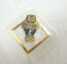 Ancien trombone publicitaire en métal décor chouette, UHU