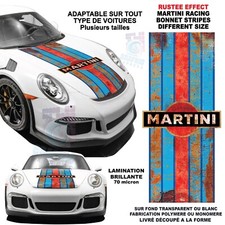 BONNET MARTINI RACING STRIPES COMPATIBLE PORSCHE STICKERS CAPOT LE MANS RUSTEE 1