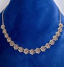Collier ancien en or 18 carats et  17 rubis - poinçon tête d'aigle