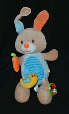 Peluche doudou lapin d'activités MINIMI MINITOYS bleu vibreur oiseau TTBE