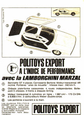 PUB VEHICULE  " POLITOYS-M    "  LAMBORGHINI MARZAL 1968