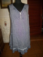 Robe longue viscose/lin bleu