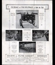 BORDEAUX (33) MOTOPOMPE / PASTEURISATEUR "Sté du FILTRE GASQUET" Tract