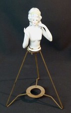 B 1850 rare statuette poupée Half doll 9cm80g porcelaine saxe monture crinoline